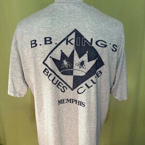 Vintage B.B. Kings Blues Club Beale Street Memphis Men's Gray T Shirt Large Hane